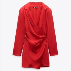 Zara NWT Red Satin Effect Dress NEW WITH TAG size small